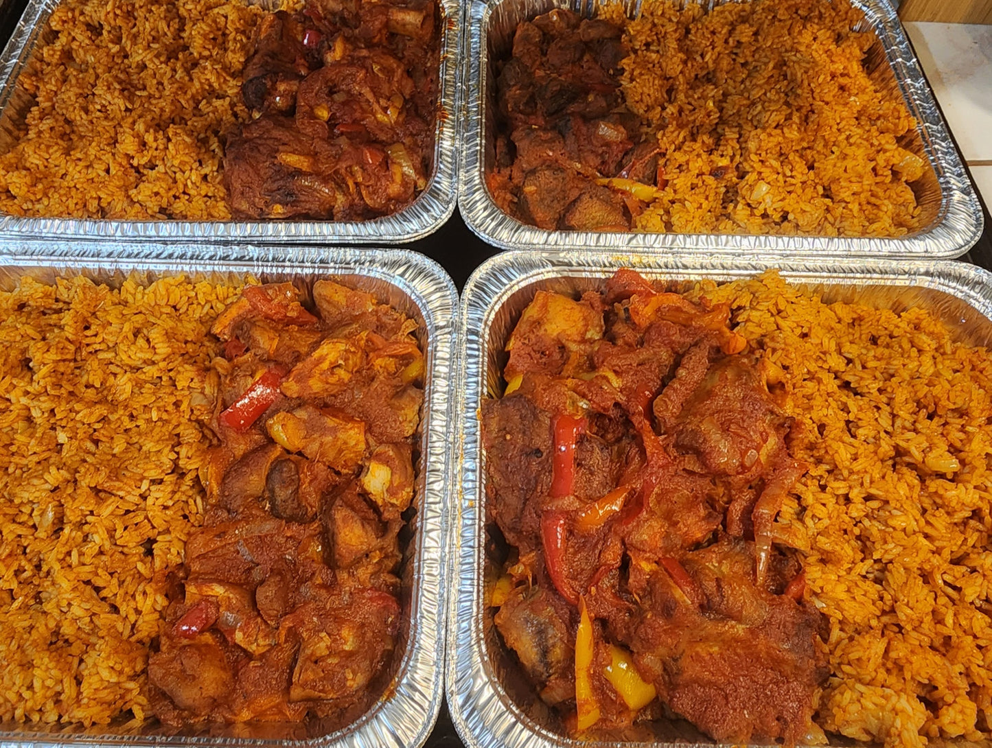 Jollof And Meat Combo, Half Pan