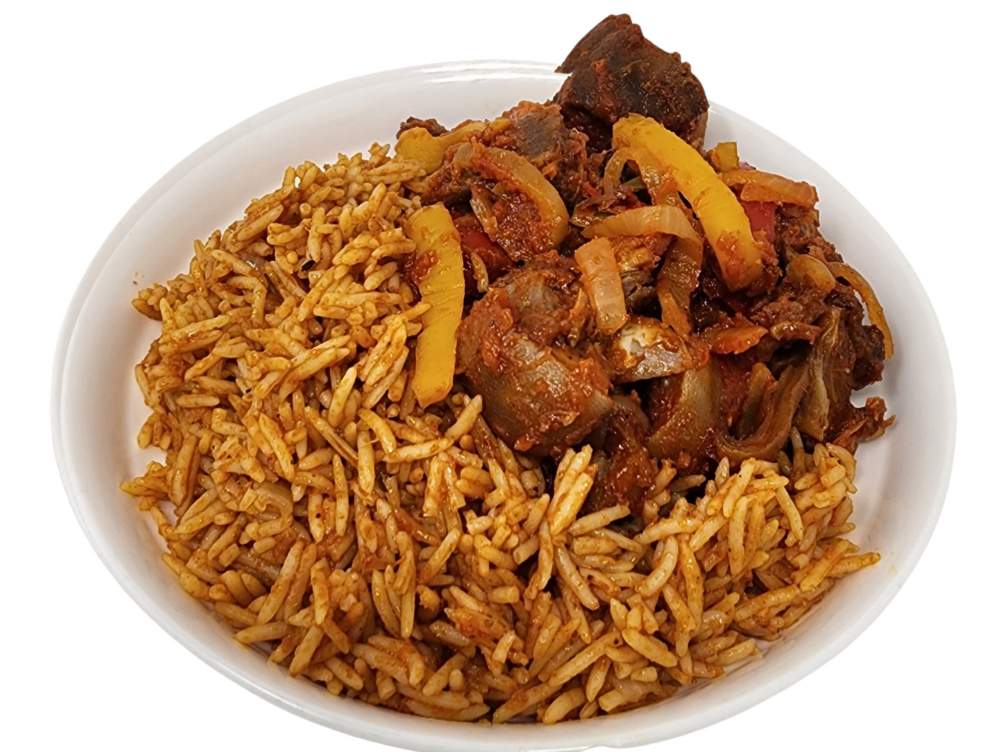Jollof And Meat Combo, Half Pan