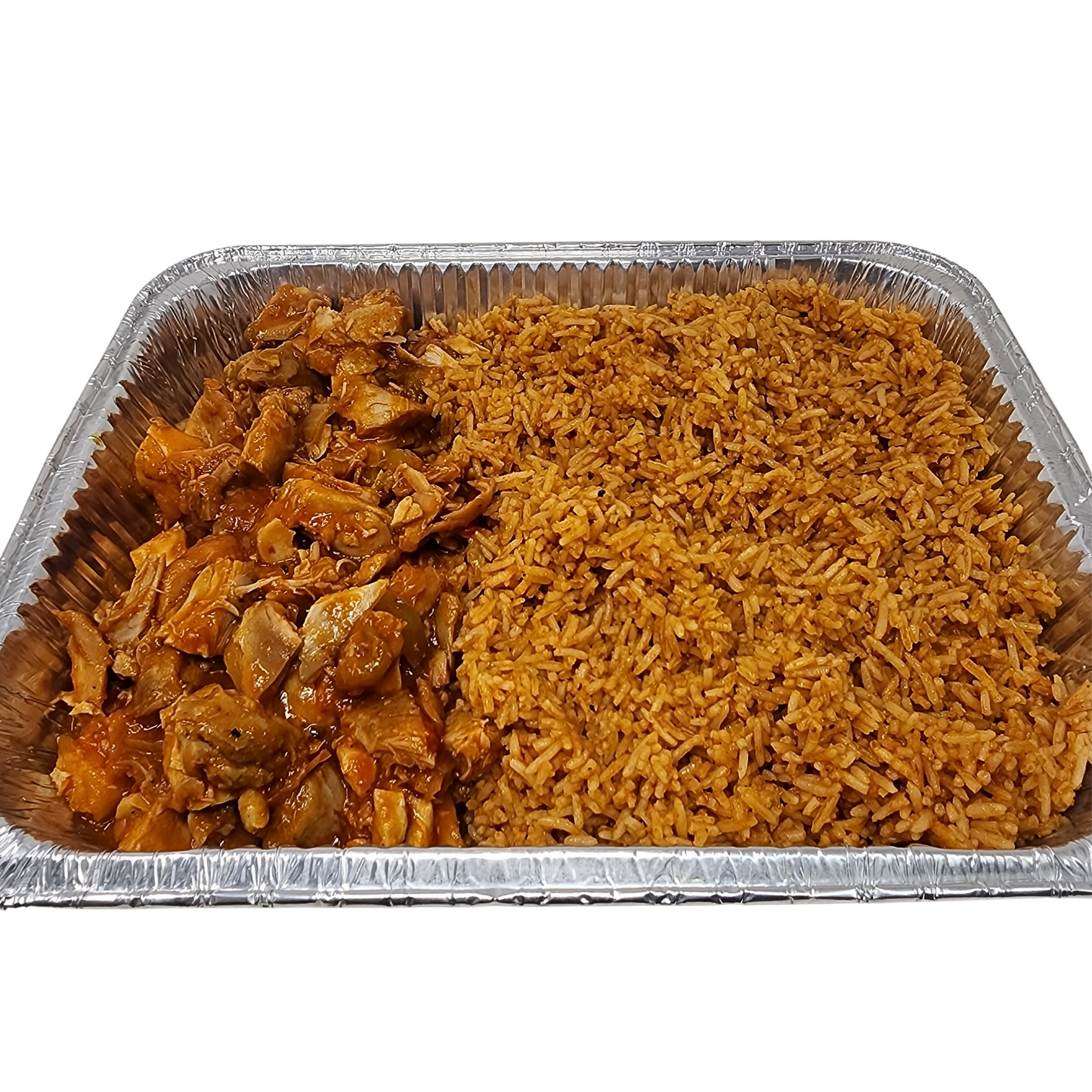 Jollof And Meat Combo, Half Pan