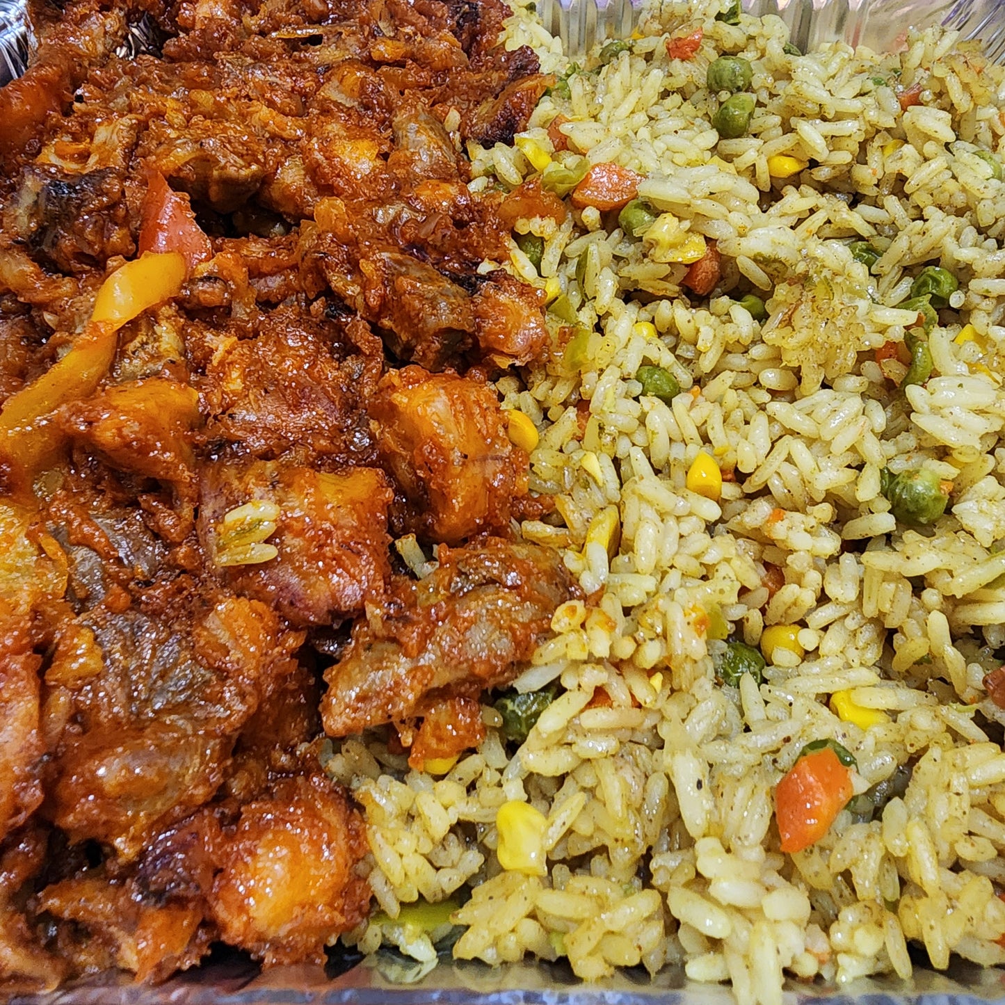 Fried Rice And Meat Combo, Half Pan